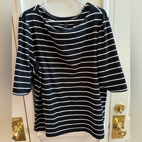 Lauren Ralph Lauren Tops - Lauren Ralph Lauren Black Striped Boat Neck Cotton
